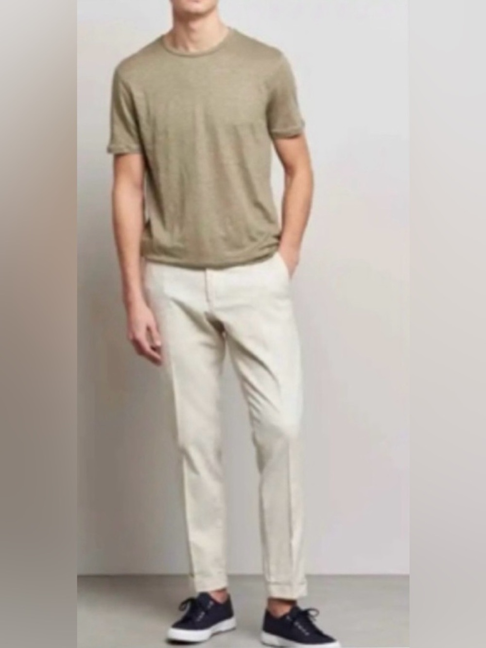 J.LINDEBERG Grant 63  Linen / Cotton Trousers In Turtledove Size 48 (US M)